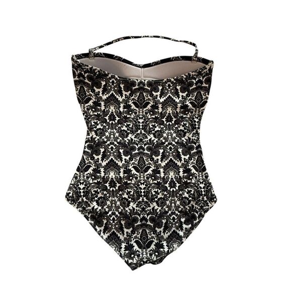 Tommy Bahama Black & White Floral One Piece Bandeau Swimsuit - Picture 3 of 8